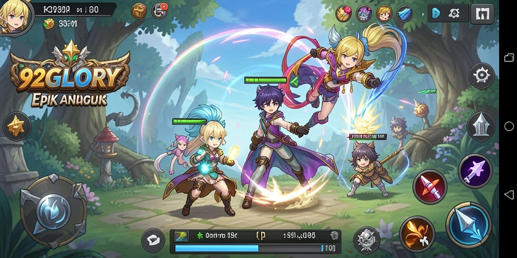 Tampilan gameplay 92GLORY menunjukkan aksi pertarungan yang intens.