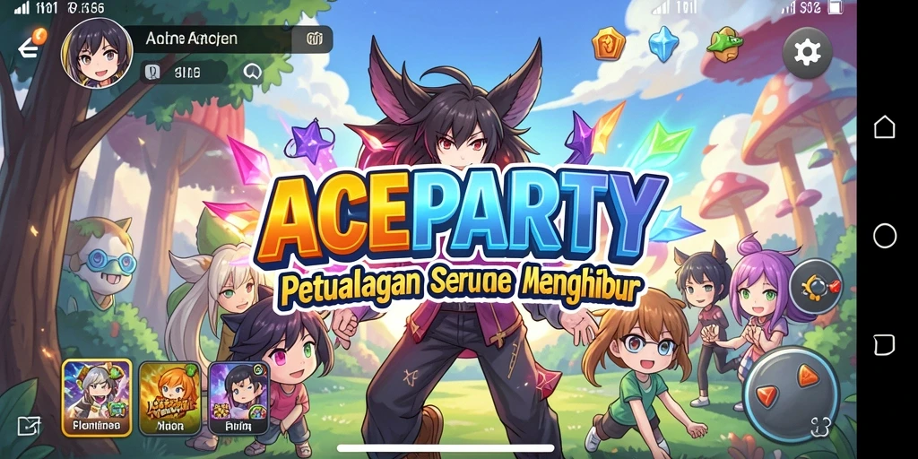 Tampilan gameplay Aceparty yang menarik dan penuh warna.