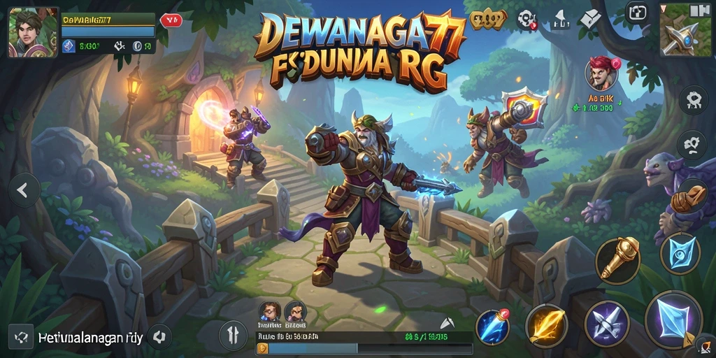 Screenshot DEWANAGA77 menampilkan pertarungan epik di dunia fantasi.
