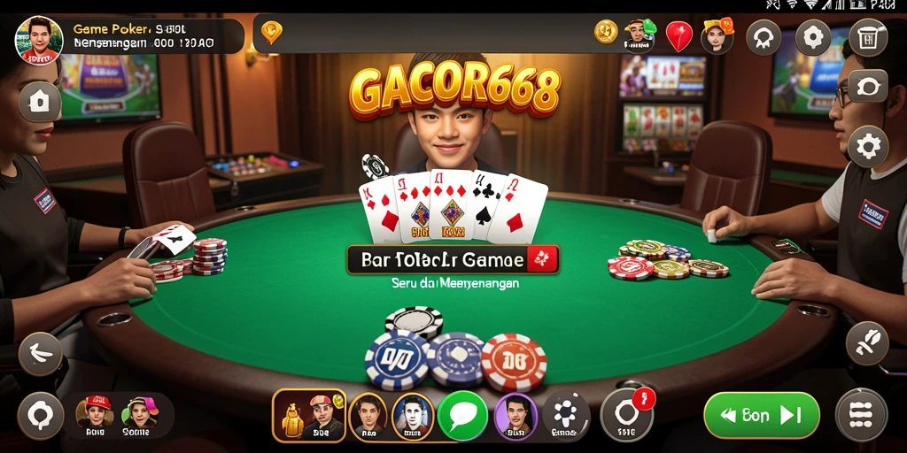 Tampilan gameplay menarik dalam permainan poker di GACOR668.