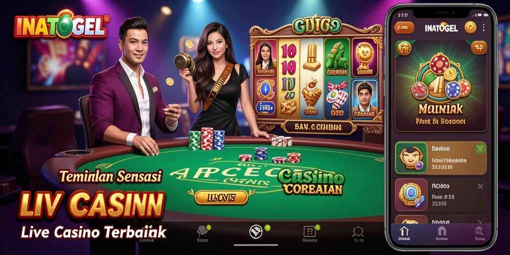 Tampilan gameplay nyata di INATOGEL dengan dealer dan interaksi pemain.