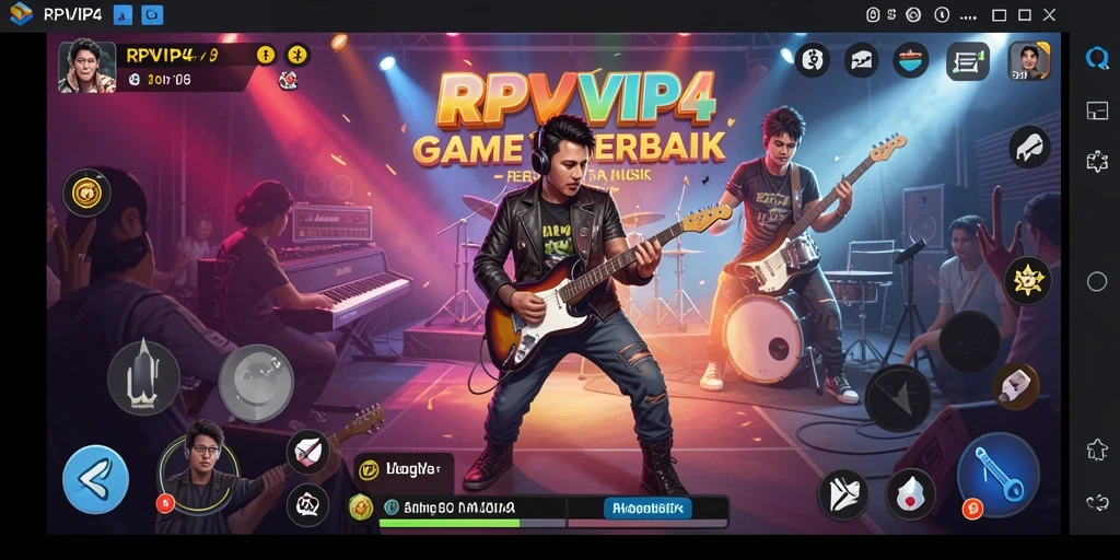 Tampilan gameplay RPVIP4 dengan berbagai mode permainan musik.