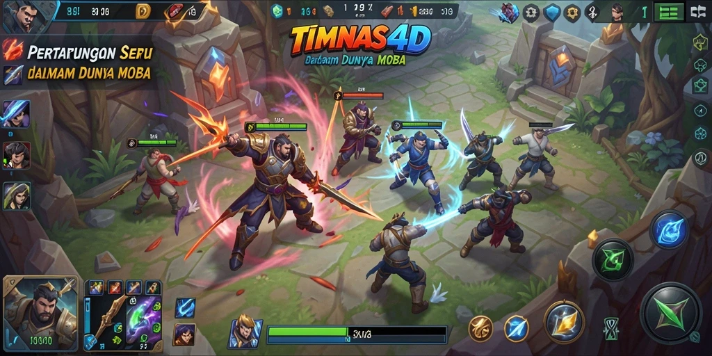 Tangkapan layar dari gameplay seru TIMNAS4D dalam pertarungan MOBA.
